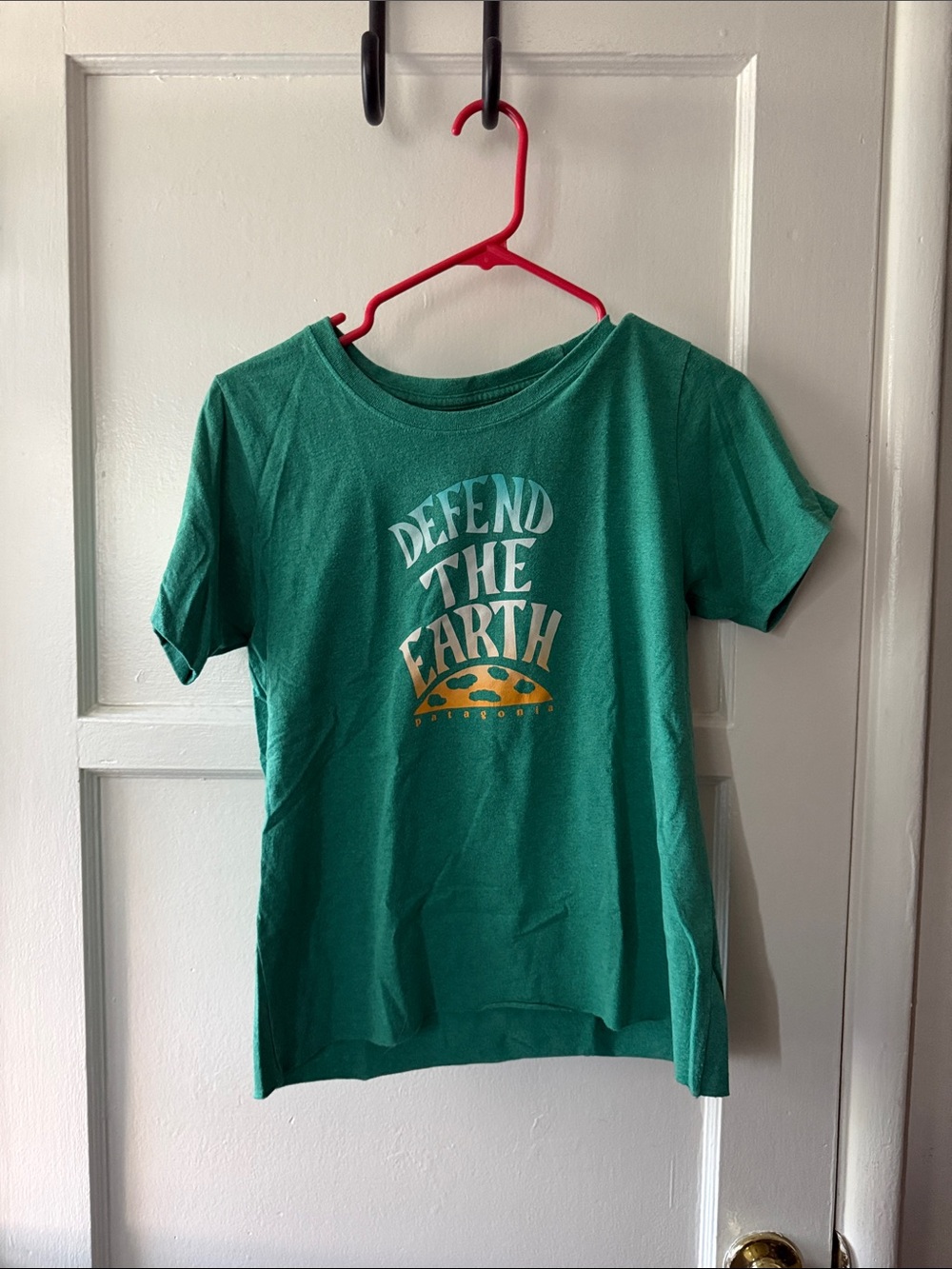 Patagonia "Defend The Earth" Green Cropped Graphic Eco-Friendly Tee